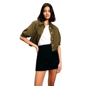 L'Agence Cove Tweed Cropped Jacket Preppy Classy Quiet Luxury in Pine Size 4